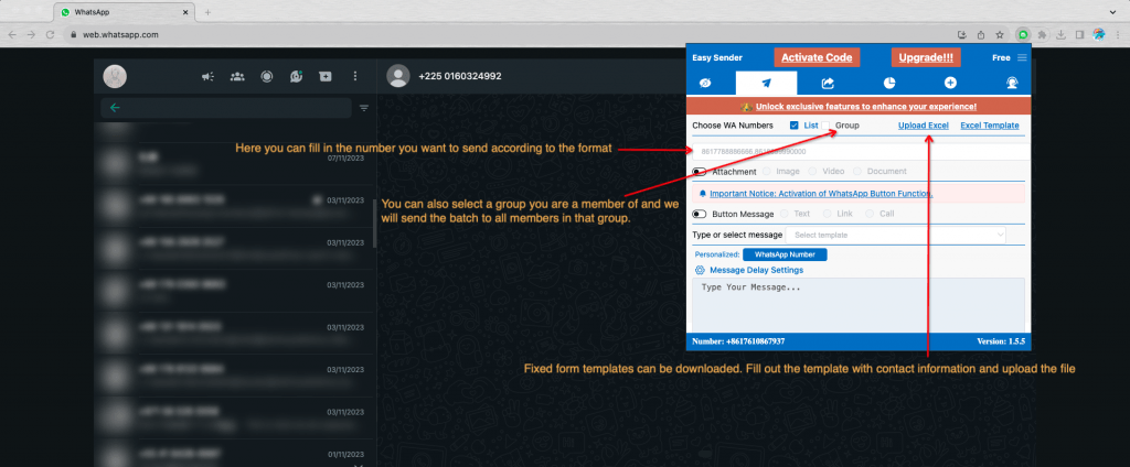 Add contacts: numbers, Excel, or group