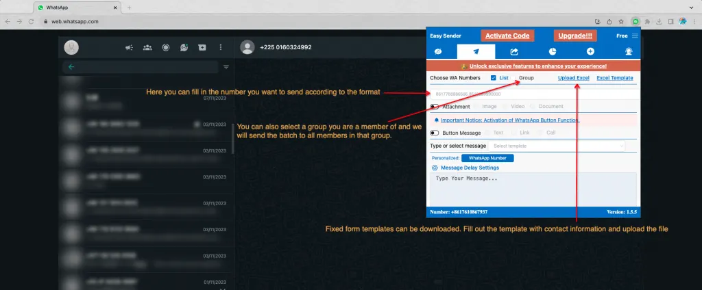 Add contacts: numbers, Excel, or group