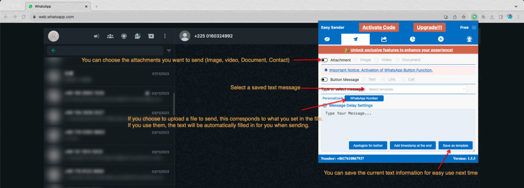 Select message template and attachments