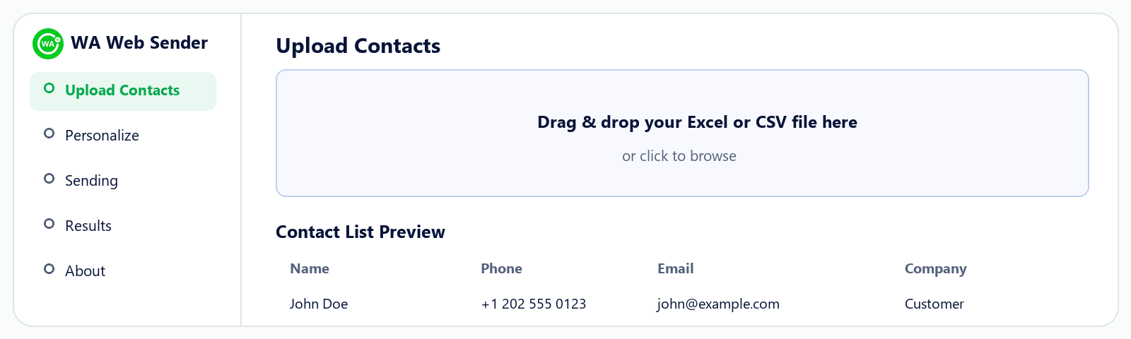 Import Contacts and Start Sending