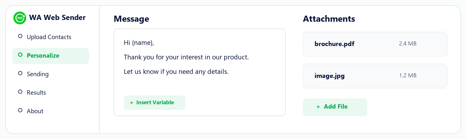 Personalize Messages and Add Attachments