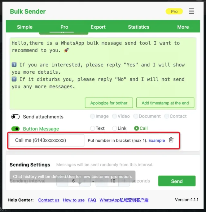 Call option and Call Example button