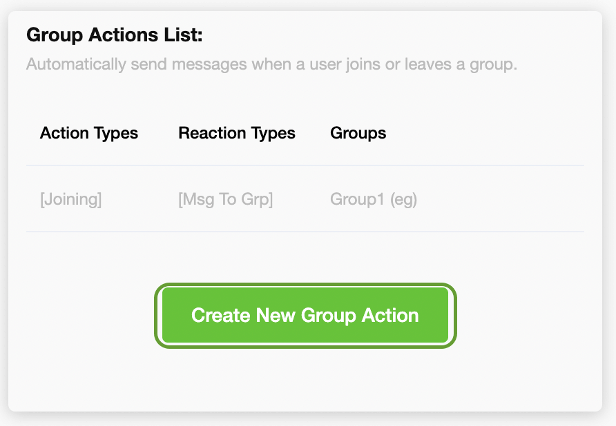 Create New Group Action