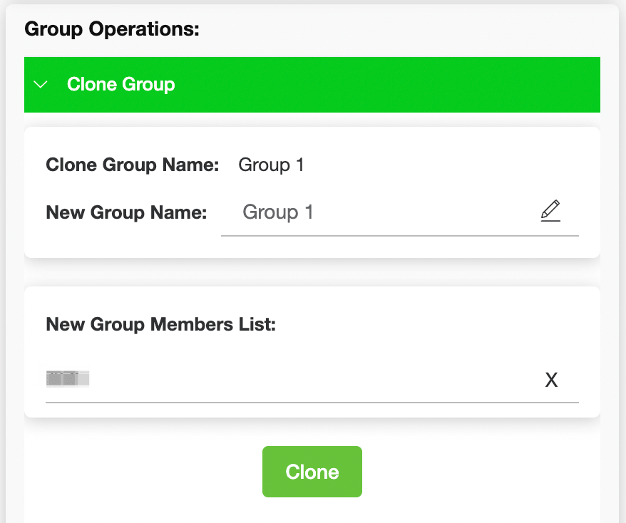 Group tools drop-down options