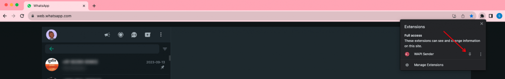 Find WAPI Sender and pin it to the browser